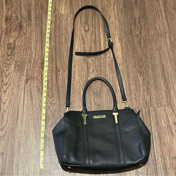 Kenneth Cole Reaction Triple Entry Harriet Handbag Purse Black w/ Gold Hardware - Picture 10 of 14